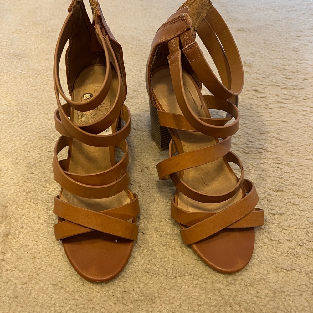 BAMBOO Tan Strappy Heels
